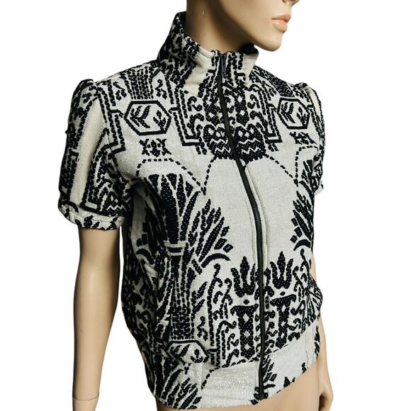 Wardrobe of Dreams Shiva Bomber Jacket Black and White Size S 100% Cotton - Picture 8 of 13